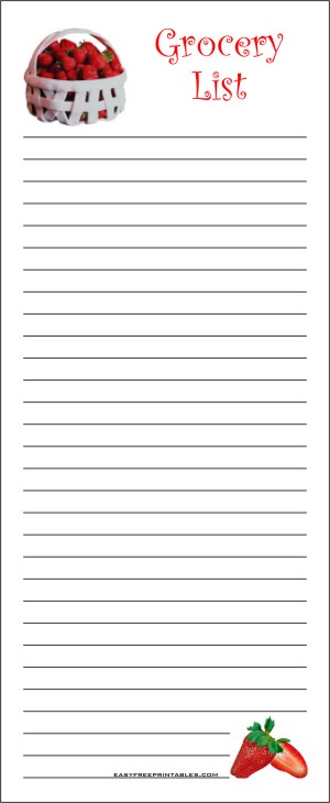 Free Printable Grocery List 2