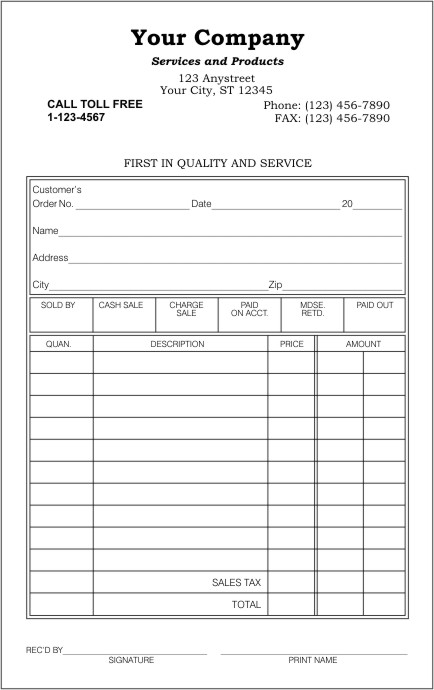 Printable Sales Receipt Template Free